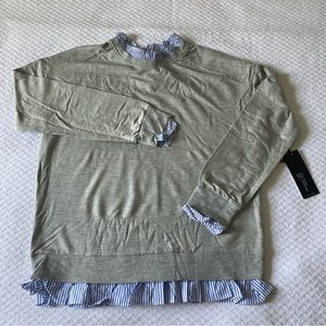 Olivia Warren Striped Gray Sweater Blouse